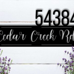 Personalized Modern Rustic Address Sign House Number Plaque Custom Metal Sign