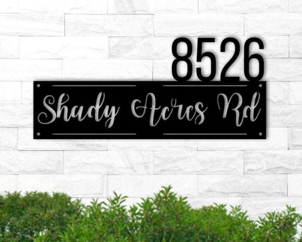 Personalized Modern Rustic Address Sign House Number Plaque Custom Metal Sign