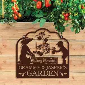 Personalized Mom and Son Family Making Memories Garden Decorative Custom Metal Sign