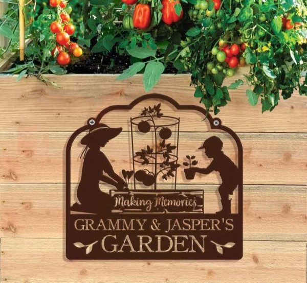 Personalized Mom and Son Family Making Memories Garden Decorative Custom Metal Sign