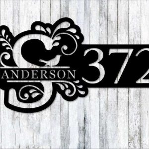 Personalized Monogram Split Letter Last Name Address Sign House Number Plaque Custom Metal Sign 3 1