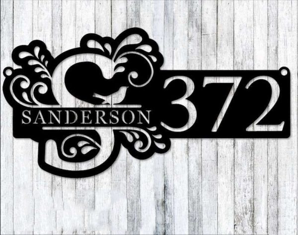 Personalized Monogram Split Letter Last Name Address Sign House Number Plaque Custom Metal Sign