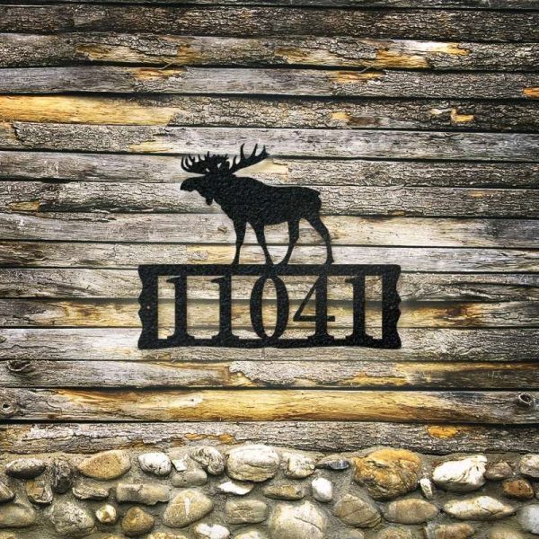 Personalized Moose Address Sign House Number Plaque Custom Metal Sign