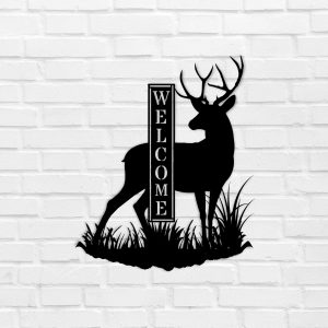 Personalized Deer Welcome Address Sign House Number Plaque Custom Metal Sign