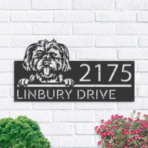 Personalized Morkie Dog Cute Puppy Address Sign House Number Plaque Custom Metal Sign 1