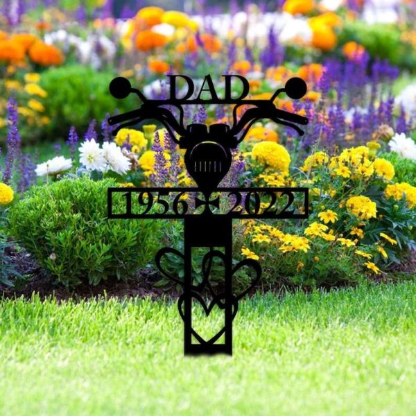 Personalized Motorcycle Memorial Sign Yard Stakes Riding with the Angels Grave Marker Cemetery Decor Custom Metal Sign