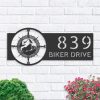 Personalized Motorcycle Mountain Compass Biker Address Sign House Number Plaque Custom Metal Sign 1