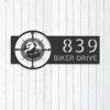 Personalized Motorcycle Mountain Compass Biker Address Sign House Number Plaque Custom Metal Sign 3