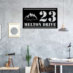 Personalized Mountain Address Sign House Number Plaque Custom Metal Sign 1