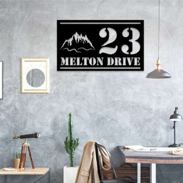 Personalized Mountain Address Sign House Number Plaque Custom Metal Sign