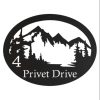 Personalized Mountain Address Sign Oval House Number Plaque Custom Metal Sign 1 1