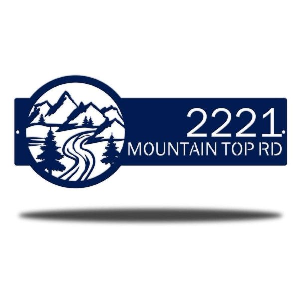 Personalized Mountain Monogram Address Sign House Number Plaque Custom Metal Sign