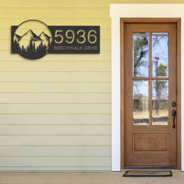 Personalized Mountain Scene Wild Life Address Sign House Number Plaque Custom Metal Sign