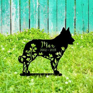 Personalized Mudi Dog Memorial Sign Yard Stakes Floral Mudi Dog Grave Marker Cemetery Decor Custom Metal Sign