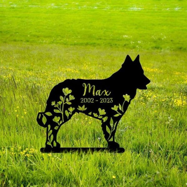 Personalized Mudi Dog Memorial Sign Yard Stakes Floral Mudi Dog Grave Marker Cemetery Decor Custom Metal Sign