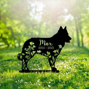 Personalized Mudi Dog Memorial Sign Yard Stakes Floral Mudi Dog Grave Marker Cemetery Decor Custom Metal Sign 3