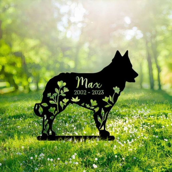 Personalized Mudi Dog Memorial Sign Yard Stakes Floral Mudi Dog Grave Marker Cemetery Decor Custom Metal Sign