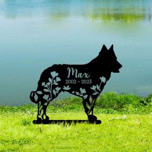 Personalized Mudi Dog Memorial Sign Yard Stakes Floral Mudi Dog Grave Marker Cemetery Decor Custom Metal Sign 4