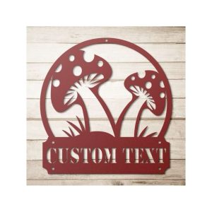 Personalized Mushroom Garden Welcome Decorative Custom Metal Sign Housewarming Gift 1