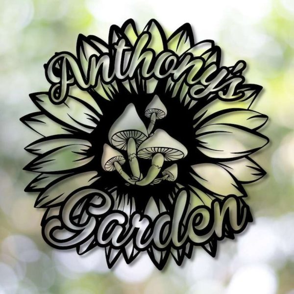 Personalized Mushroom Sunflower Garden Decorative Custom Metal Sign