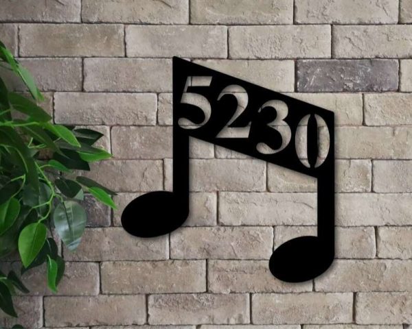 Personalized Music Note Address Sign House Number Plaque Custom Metal Sign