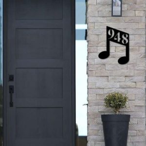 Personalized Music Note Address Sign House Number Plaque Custom Metal Sign 2
