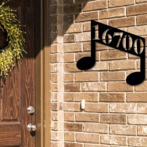 Personalized Music Note Address Sign House Number Plaque Custom Metal Sign 3