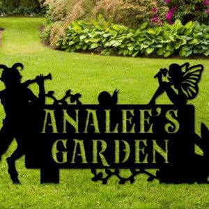 Personalized Mythical Garden Faun Fairy Rabbit Snail Garden Yard Stakes Decorative Custom Metal Sign