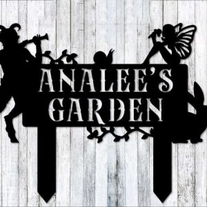 Personalized Mythical Garden Faun Fairy Rabbit Snail Garden Yard Stakes Decorative Custom Metal Sign