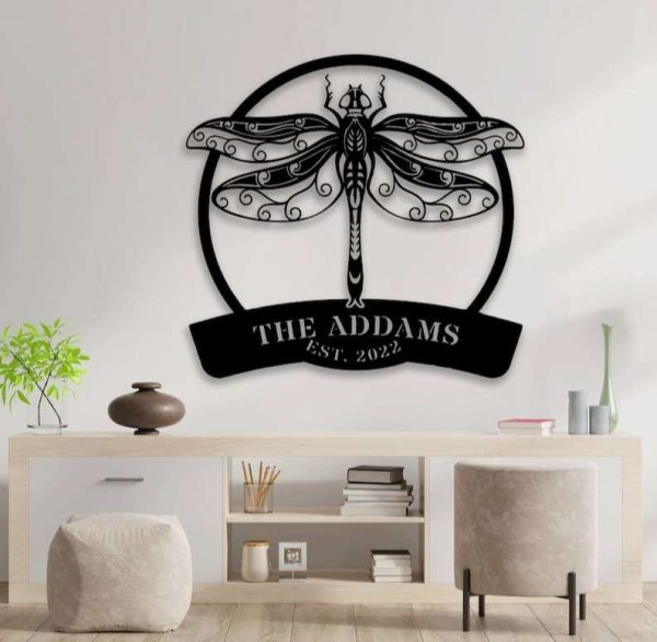 Personalized Name And Est Date Dragonfly Garden Decorative Custom Metal Sign