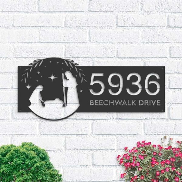 Personalized Nativity Scene Christian Jesus God V1 Address Sign House Number Plaque Custom Metal Sign