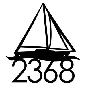 Personalized Nautical Sailboat Address Sign House Number Plaque Custom Metal Sign