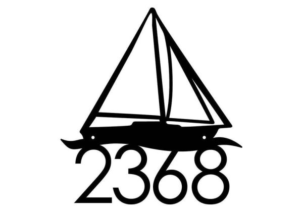 Personalized Nautical Sailboat Address Sign House Number Plaque Custom Metal Sign