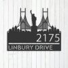 Personalized New York Statue of Liberty City Skyline Address Sign House Number Plaque Custom Metal Sign 3