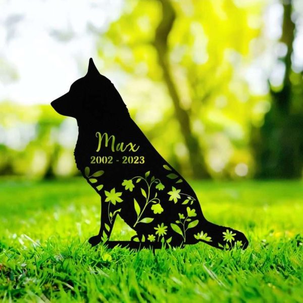 Personalized Norwegian Elkhound Dog Memorial Sign Yard Stakes Floral Norwegian Elkhound Dog Grave Marker Cemetery Decor Custom Metal Sign