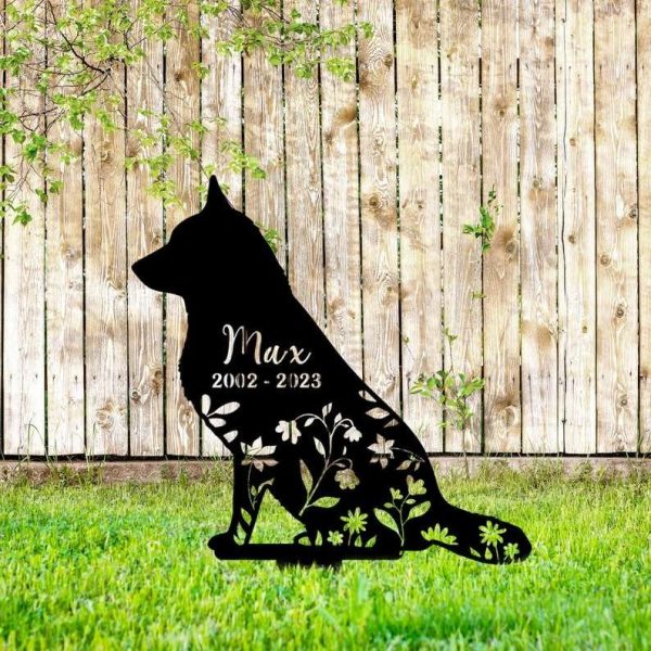 Personalized Norwegian Elkhound Dog Memorial Sign Yard Stakes Floral Norwegian Elkhound Dog Grave Marker Cemetery Decor Custom Metal Sign