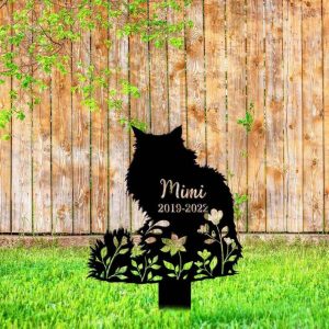 Personalized Norwegian Forest Cat Memorial Sign Yard Stakes Norwegian Forest Grave Marker Cemetery Decor Custom Metal Sign