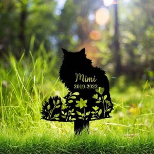 Personalized Norwegian Forest Cat Memorial Sign Yard Stakes Norwegian Forest Grave Marker Cemetery Decor Custom Metal Sign