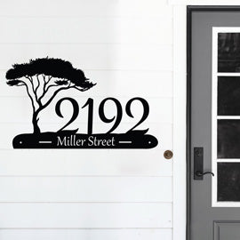 Personalized Oak Tree Address Sign House Number Plaque Custom Metal Sign