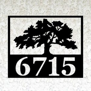 Personalized Oak Tree V1 Address Sign House Number Plaque Custom Metal Sign