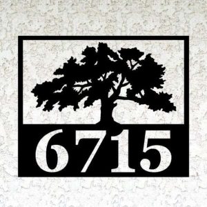 Personalized Oak Tree V2 Address Sign House Number Plaque Custom Metal Sign