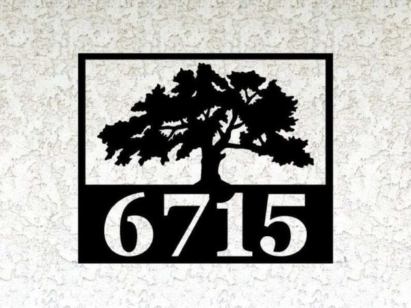 Personalized Oak Tree V2 Address Sign House Number Plaque Custom Metal Sign