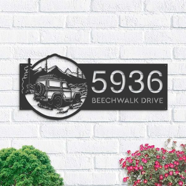 Personalized Offroad Car Mountain Address Sign House Number Plaque Custom Metal Sign