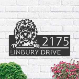 Personalized Old English Sheepdog Cute Puppy Address Sign House Number Plaque Custom Metal Sign 1