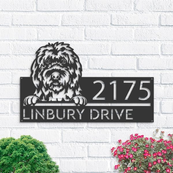 Personalized Old English Sheepdog Cute Puppy Address Sign House Number Plaque Custom Metal Sign