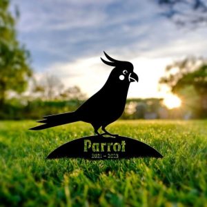 Personalized Parrot Memorial Sign Yard Stakes Pet Grave Marker Cemetery Decor Custom Metal Sign 1