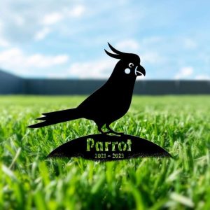 Personalized Parrot Memorial Sign Yard Stakes Pet Grave Marker Cemetery Decor Custom Metal Sign 2