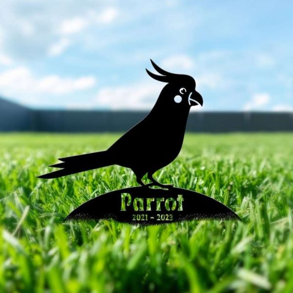 Personalized Parrot Memorial Sign Yard Stakes Pet Grave Marker Cemetery Decor Custom Metal Sign