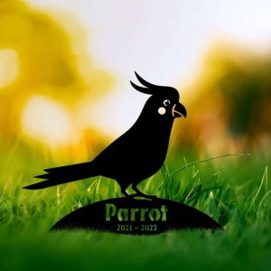 Personalized Parrot Memorial Sign Yard Stakes Pet Grave Marker Cemetery Decor Custom Metal Sign 4