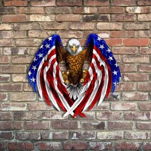 Personalized Patriot Eagle American Flag Sign Independence Day Veteran Day Patriotic Decor Custom Metal Sign 3